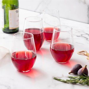 NEW set of 4 Luminarc glass stem less wine glasses cups Barware 19 ounces